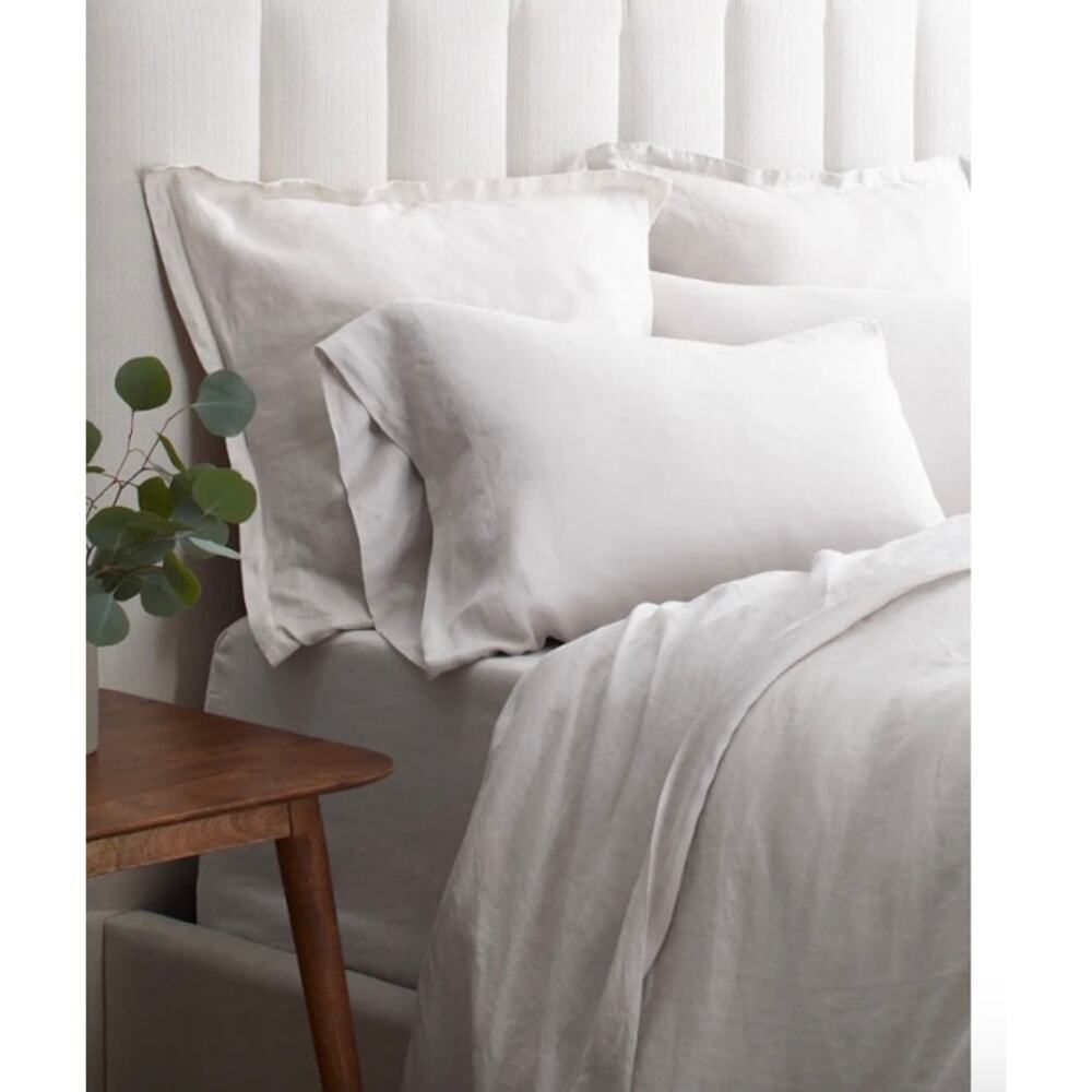 Quince European Linen Standard Pillow Case Set 20X26" White #89